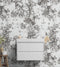 Mural de pared con ilustración de flores vintage. Papel pintado autoadhesivo en blanco y negro. N.º 6443