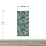 Mural de pared con ilustración de jardín de flores de colores y casa para pájaros. #6444
