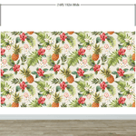 Mural de pared con ambiente tropical de piña. Papel tapiz autoadhesivo con temática hawaiana. Decoración con temática de ambiente paradisíaco. N.º 6447