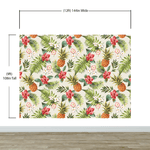 Mural de pared con ambiente tropical de piña. Papel tapiz autoadhesivo con temática hawaiana. Decoración con temática de ambiente paradisíaco. N.º 6447