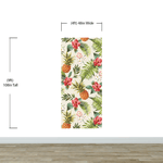 Mural de pared con ambiente tropical de piña. Papel tapiz autoadhesivo con temática hawaiana. Decoración con temática de ambiente paradisíaco. N.º 6447