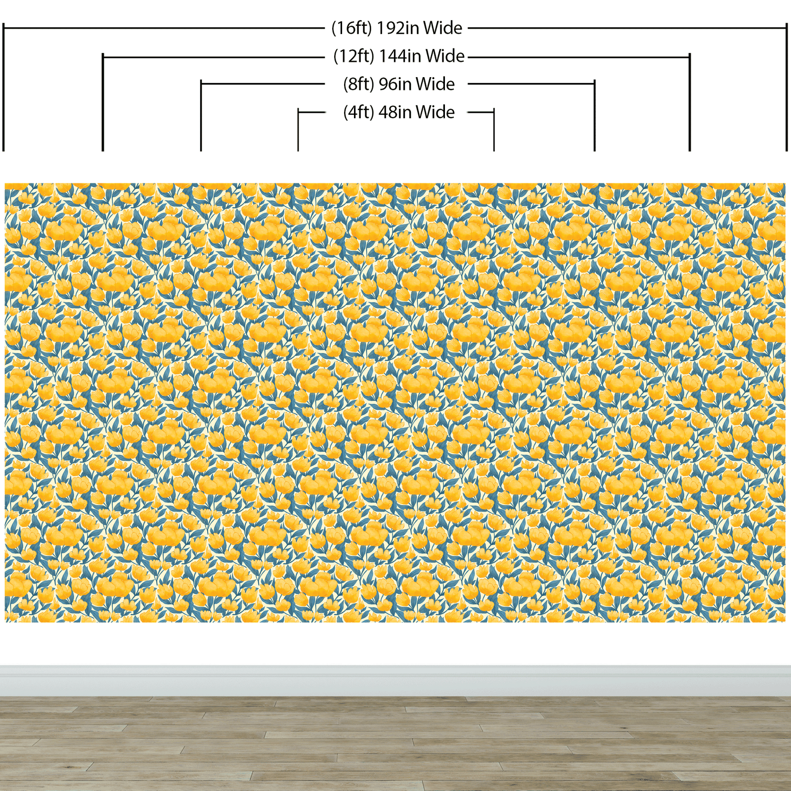 Mural de pared con fondo de flores amarillas. #6456