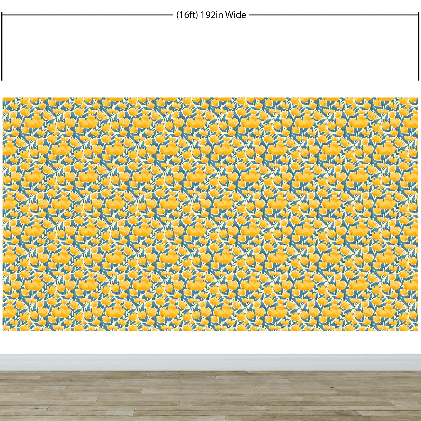 Mural de pared con fondo de flores amarillas. #6456