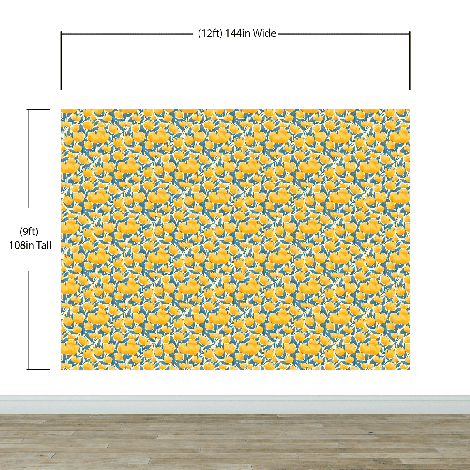 Mural de pared con fondo de flores amarillas. #6456