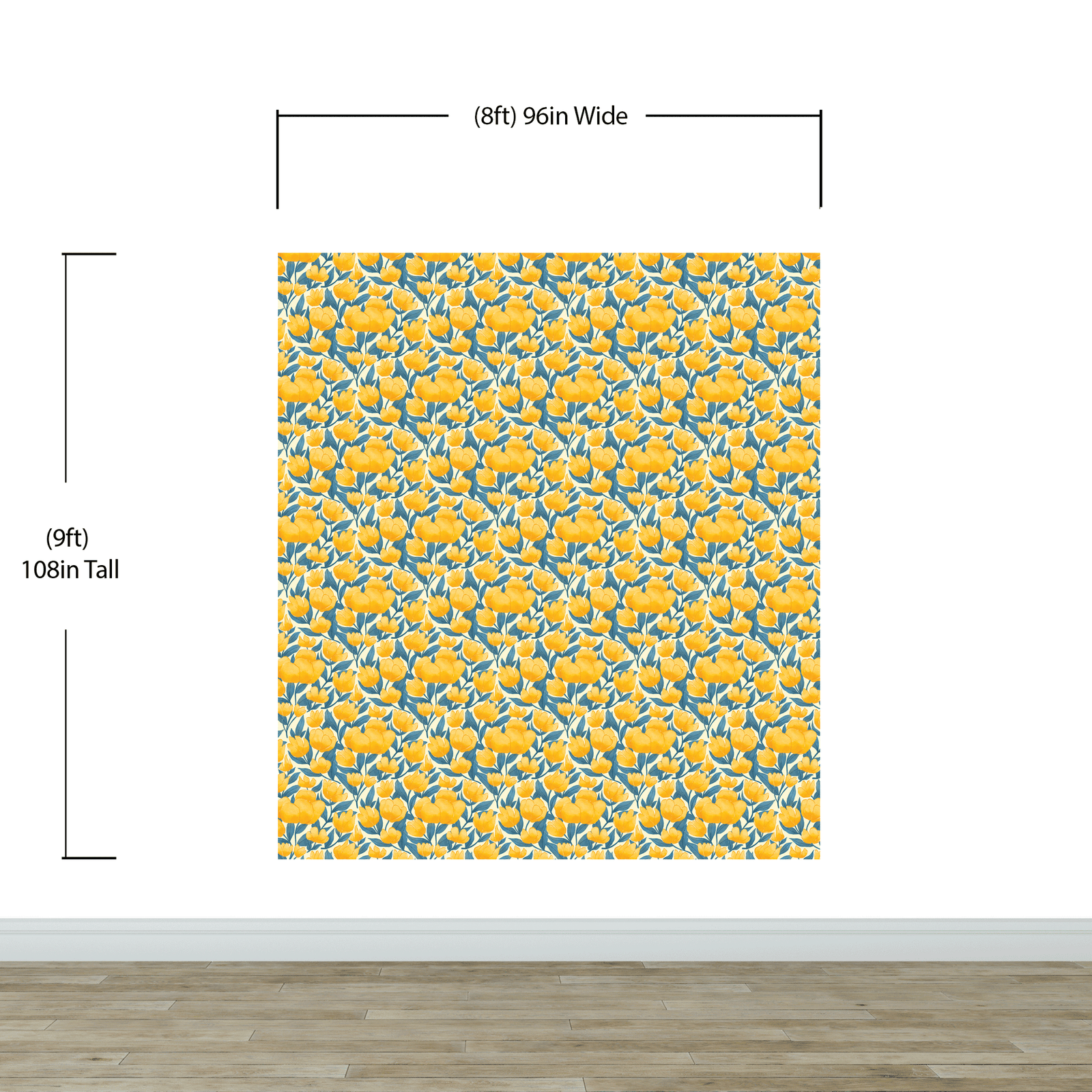 Mural de pared con fondo de flores amarillas. #6456