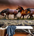Mural de pared con caballos salvajes galopando en la playa. Papel pintado autoadhesivo. #6458