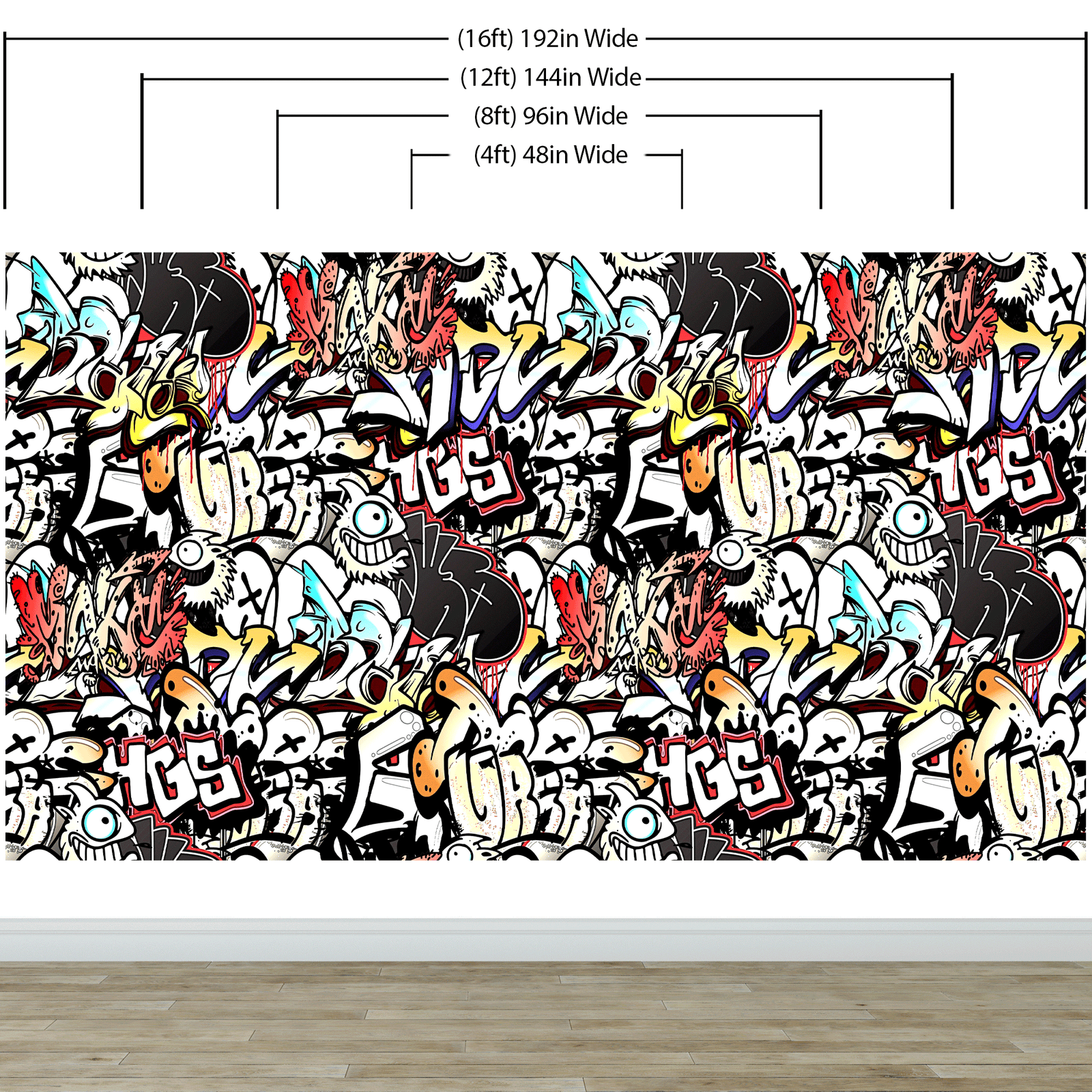 Mural de pared con arte de grafiti. Obra de arte callejero con temática urbana. N.º 6462