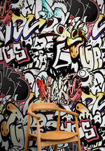 Mural de pared con arte de grafiti. Obra de arte callejero con temática urbana. N.º 6462