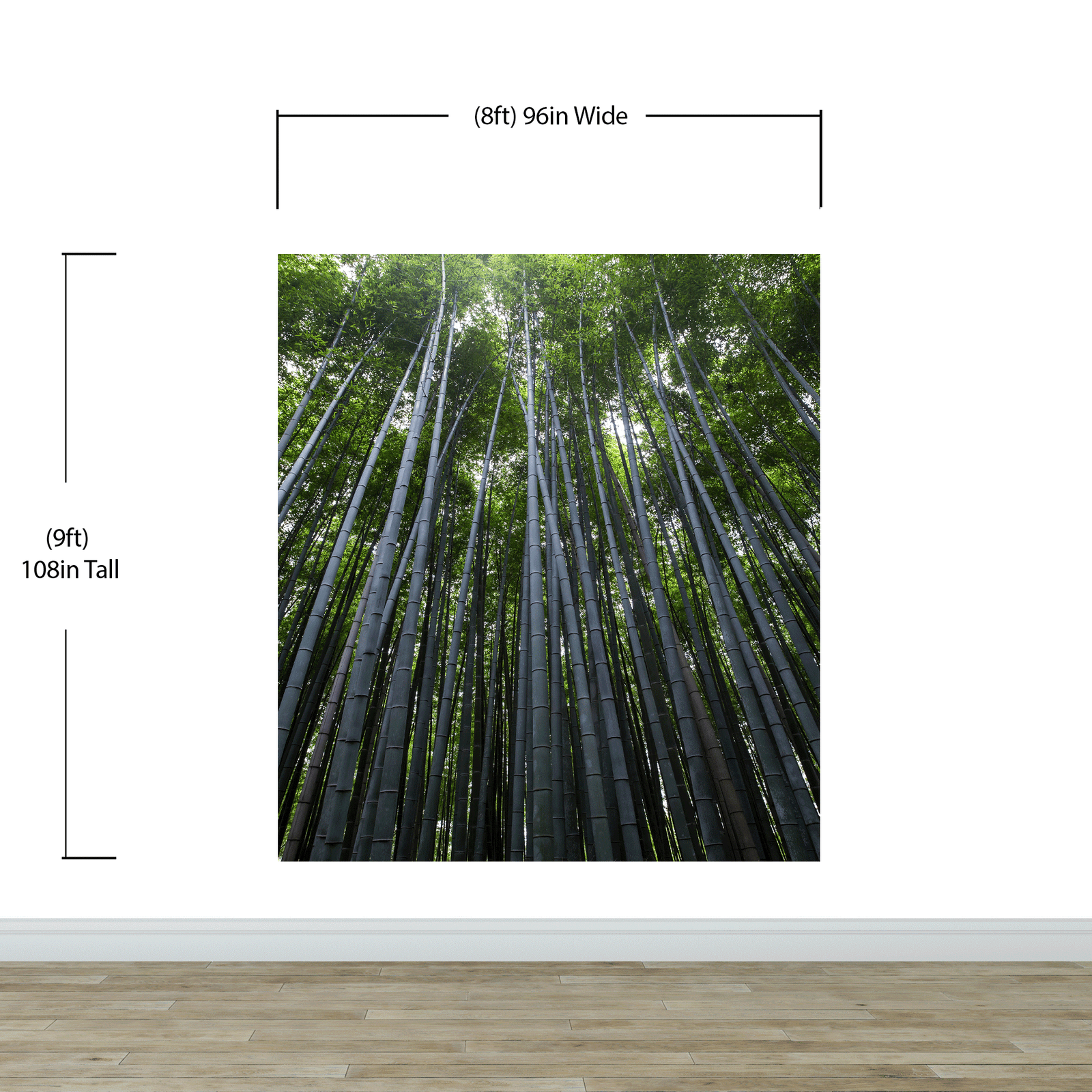 Mural de pared con un bosque de bambúes altos. Fondo de pantalla de paz, serenidad y zen. #6463