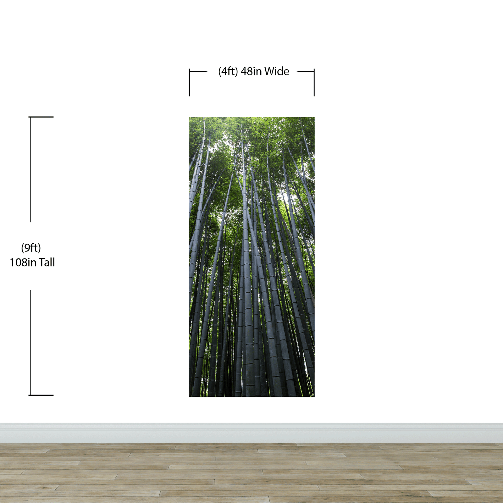 Mural de pared con un bosque de bambúes altos. Fondo de pantalla de paz, serenidad y zen. #6463