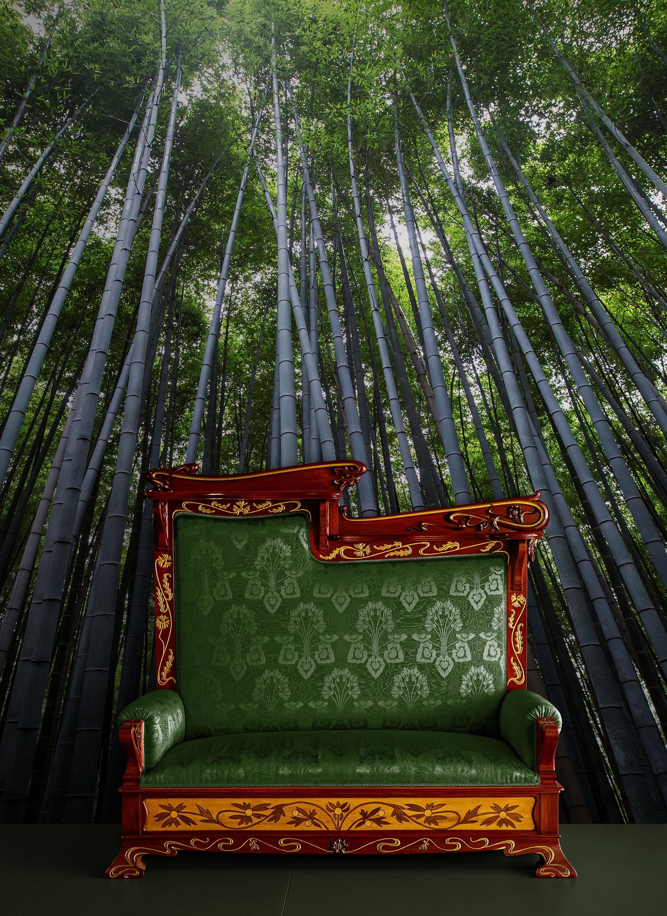 Mural de pared con un bosque de bambúes altos. Fondo de pantalla de paz, serenidad y zen. #6463