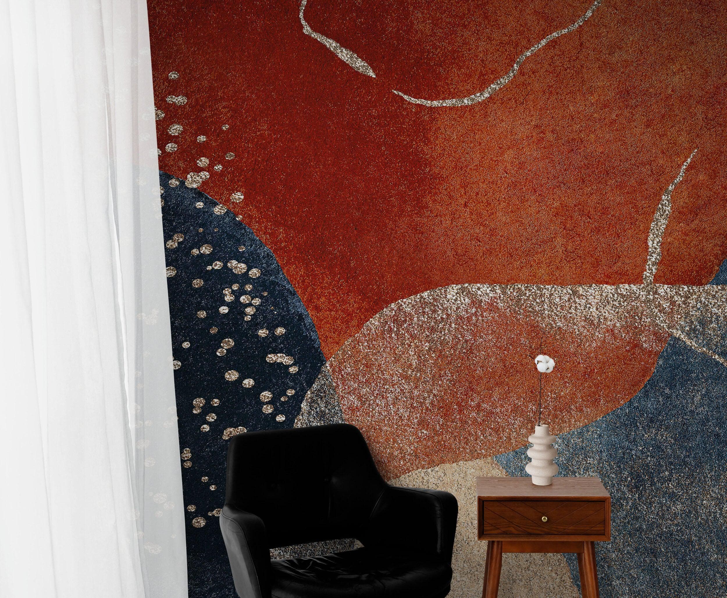 Mural de pared con formas abstractas de acuarela. Papel pintado autoadhesivo. Decoración de pared con formas redondas. Decoración para dormitorio y baño. #6466 