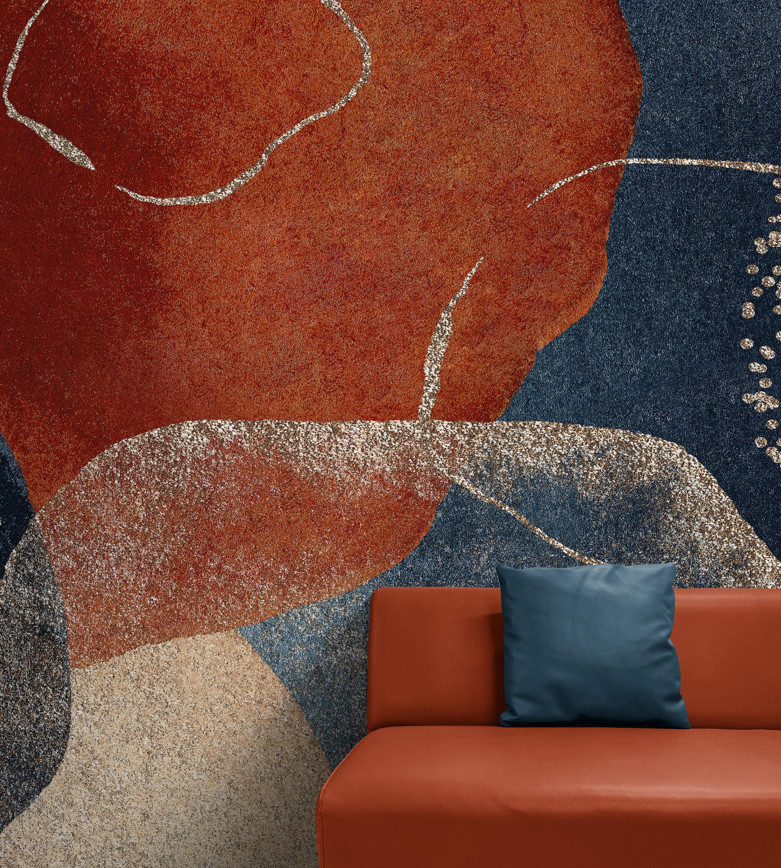 Mural de pared con formas abstractas de acuarela. Papel pintado autoadhesivo. Decoración de pared con formas redondas. Decoración para dormitorio y baño. #6466 