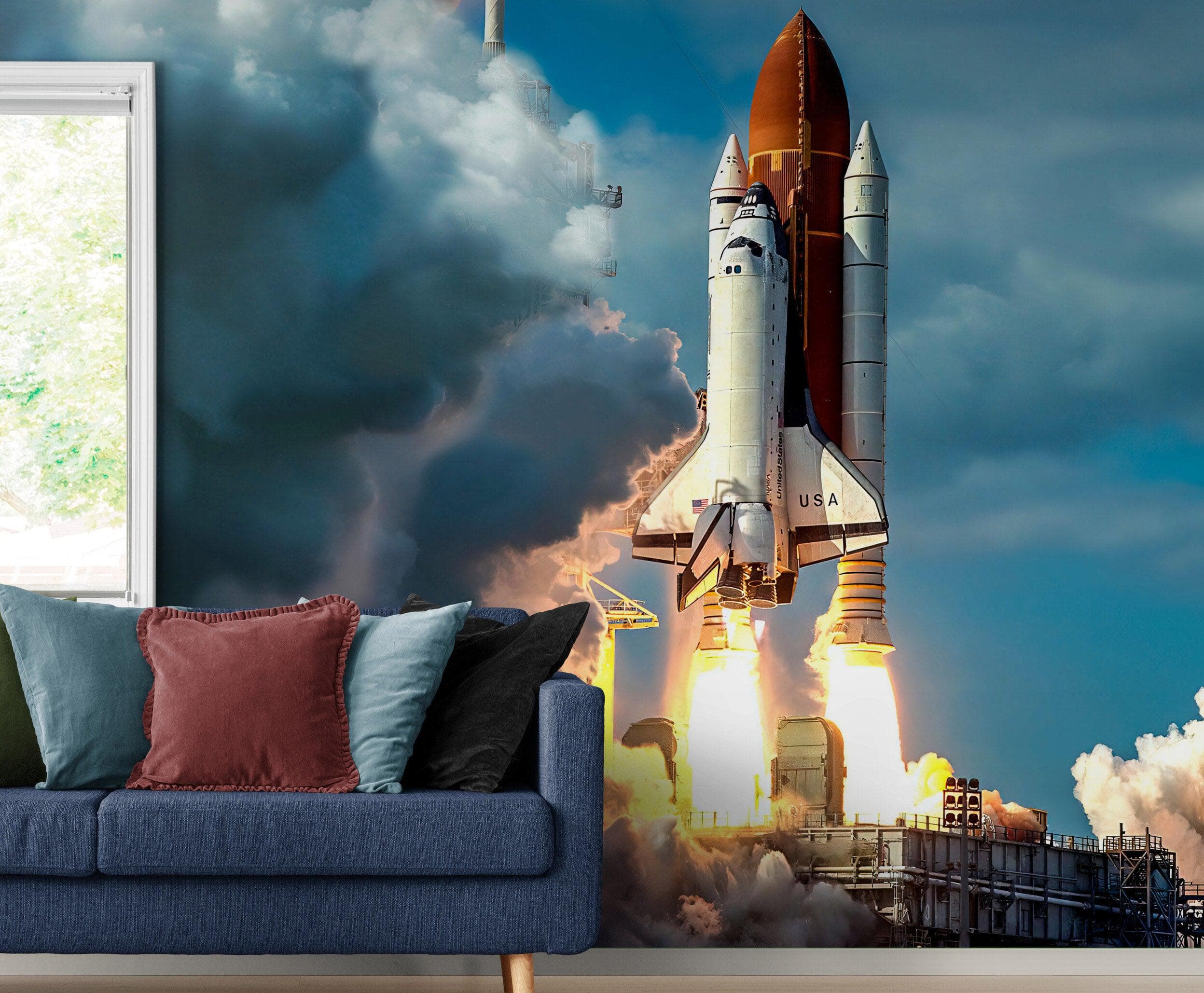 Mural de pared con tema de transbordador espacial. Decoración de pared con temática de la NASA. #6470