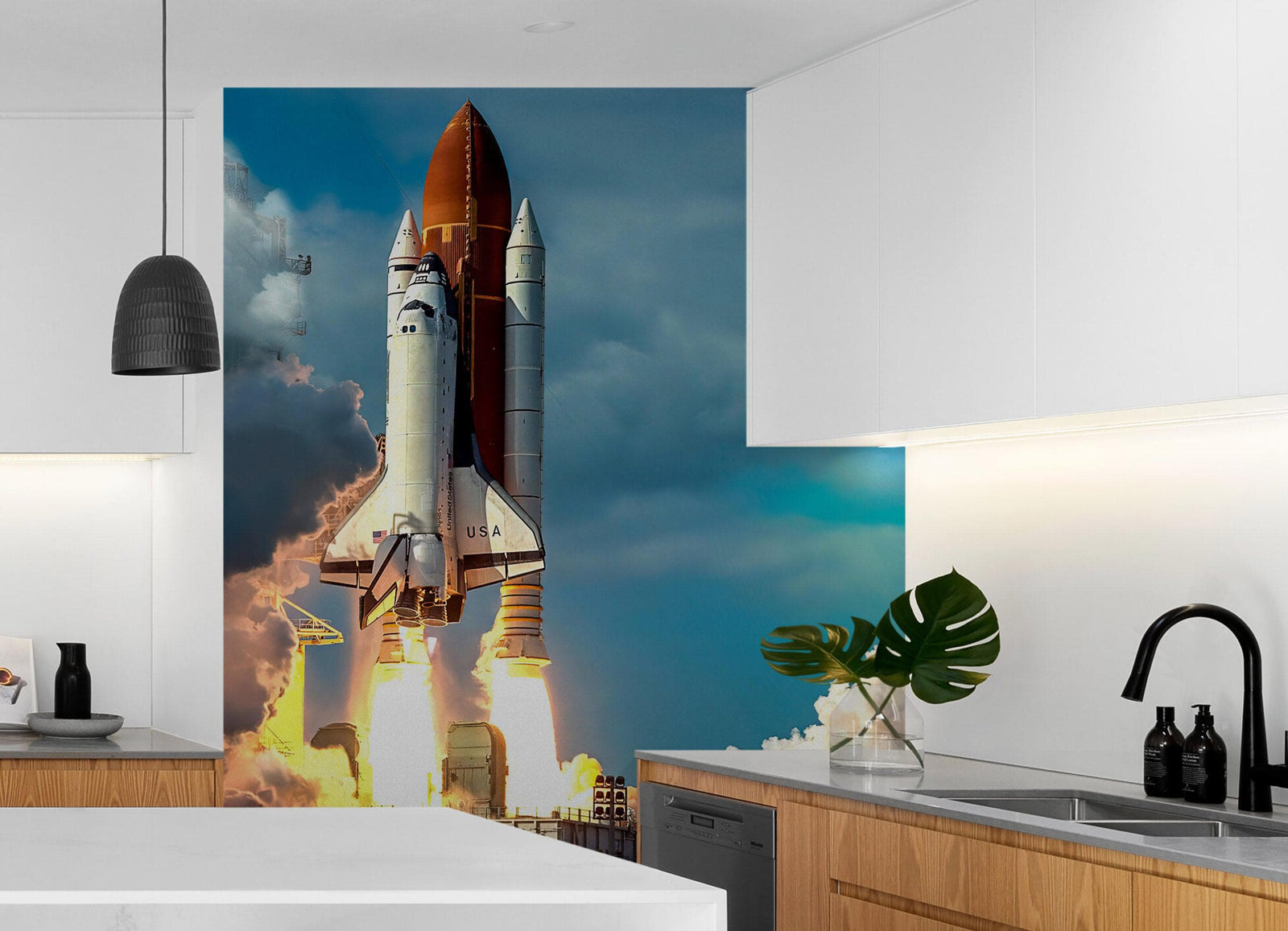 Mural de pared con tema de transbordador espacial. Decoración de pared con temática de la NASA. #6470