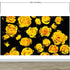 Mural de pared autoadhesivo con papel tapiz de flores. Flores amarillas sobre fondo negro. #6499 