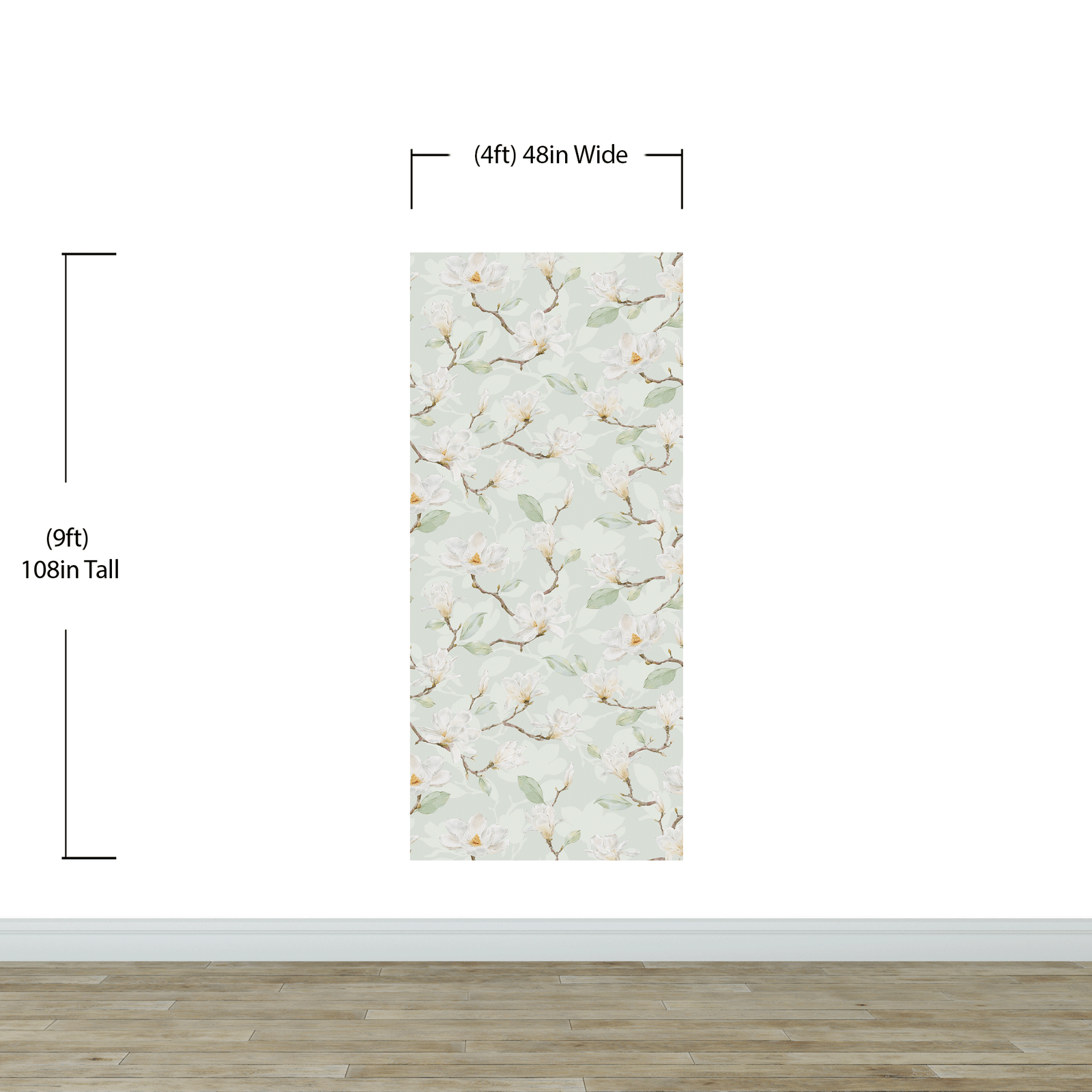 Mural de pared con diseño de magnolia blanca, papel pintado autoadhesivo. N.º 6477