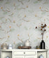 Mural de pared con diseño de magnolia blanca, papel pintado autoadhesivo. N.º 6477