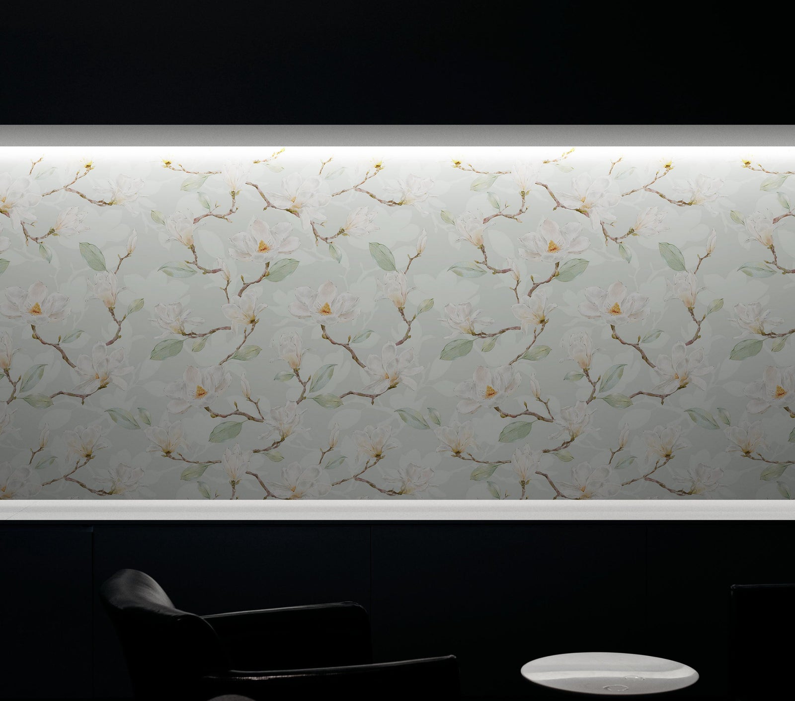 Mural de pared con diseño de magnolia blanca, papel pintado autoadhesivo. N.º 6477