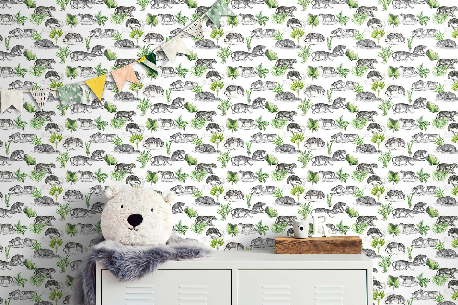 Mural de pared con estampado de tigre y leopardo. Estampado de animales de safari. #6478