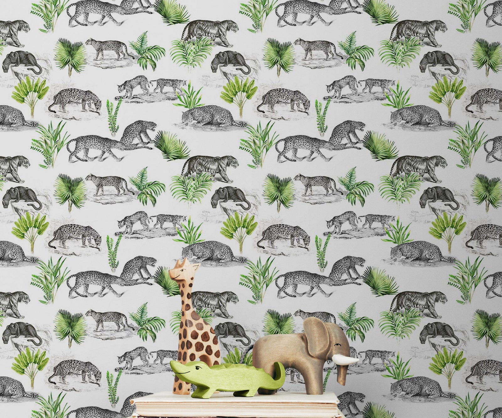 Mural de pared con estampado de tigre y leopardo. Estampado de animales de safari. #6478
