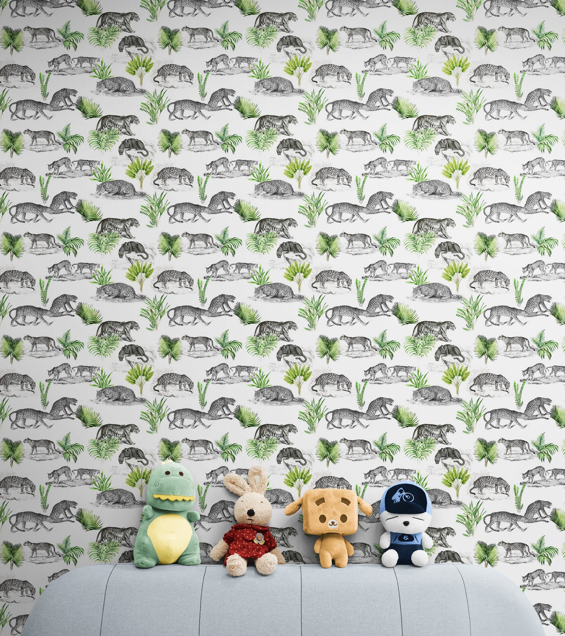 Mural de pared con estampado de tigre y leopardo. Estampado de animales de safari. #6478