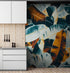 Mural de pared abstracto con follaje de hojas tropicales. Patrones de colores oscuros. N.º 6479
