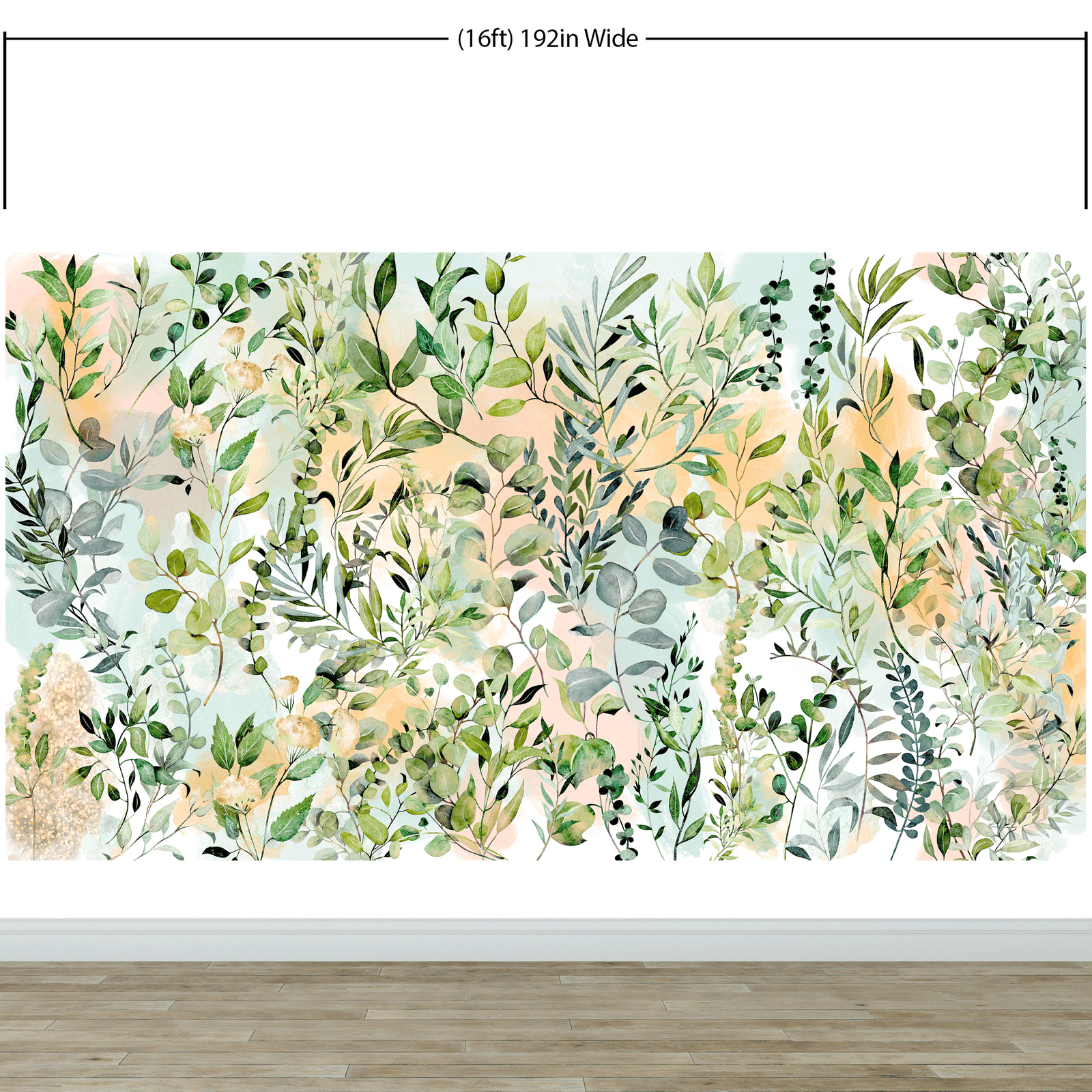 Papel pintado de eucalipto en acuarela de colores pastel. #6483 