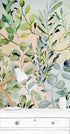 Papel pintado de eucalipto en acuarela de colores pastel. #6483 