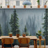 Mural de pared con naturaleza, selva tropical, paisaje de bosque brumoso. #6494 