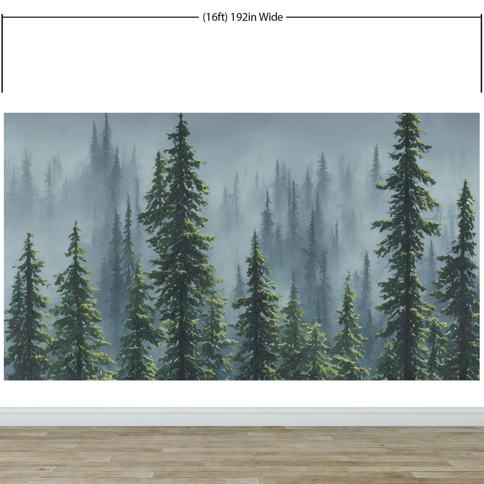 Mural de pared con naturaleza, selva tropical, paisaje de bosque brumoso. #6494 