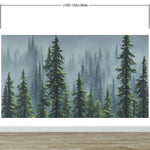 Mural de pared con naturaleza, selva tropical, paisaje de bosque brumoso. #6494 