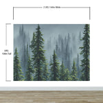 Mural de pared con naturaleza, selva tropical, paisaje de bosque brumoso. #6494 