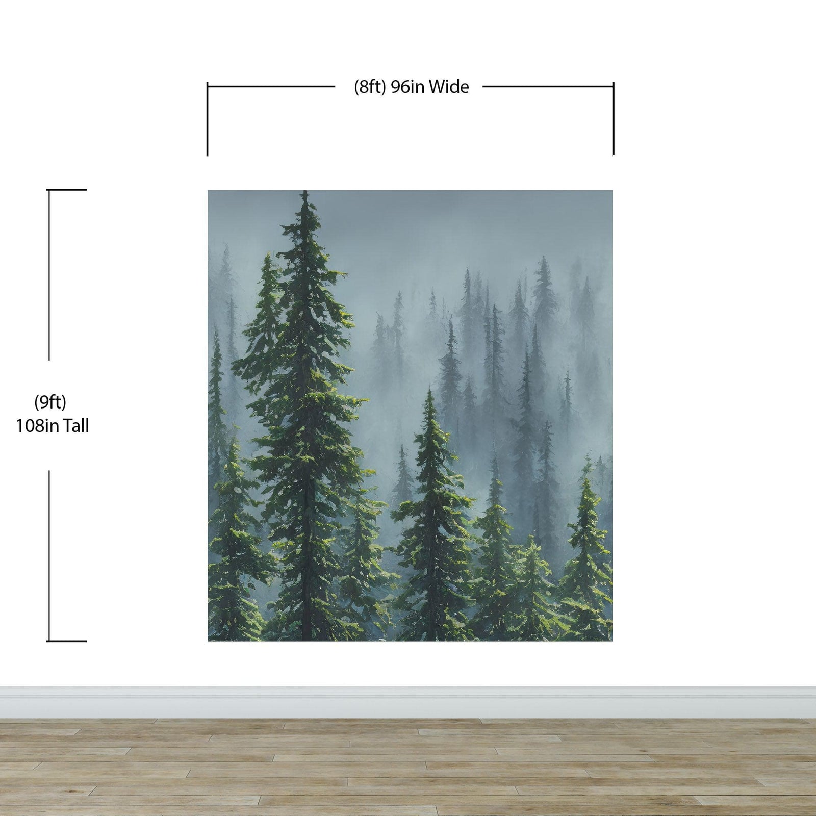 Mural de pared con naturaleza, selva tropical, paisaje de bosque brumoso. #6494 