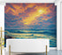 Mural de pared con imagen dramática de una puesta de sol sobre el océano azul, papel pintado autoadhesivo. #6495