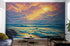 Mural de pared con imagen dramática de una puesta de sol sobre el océano azul, papel pintado autoadhesivo. #6495