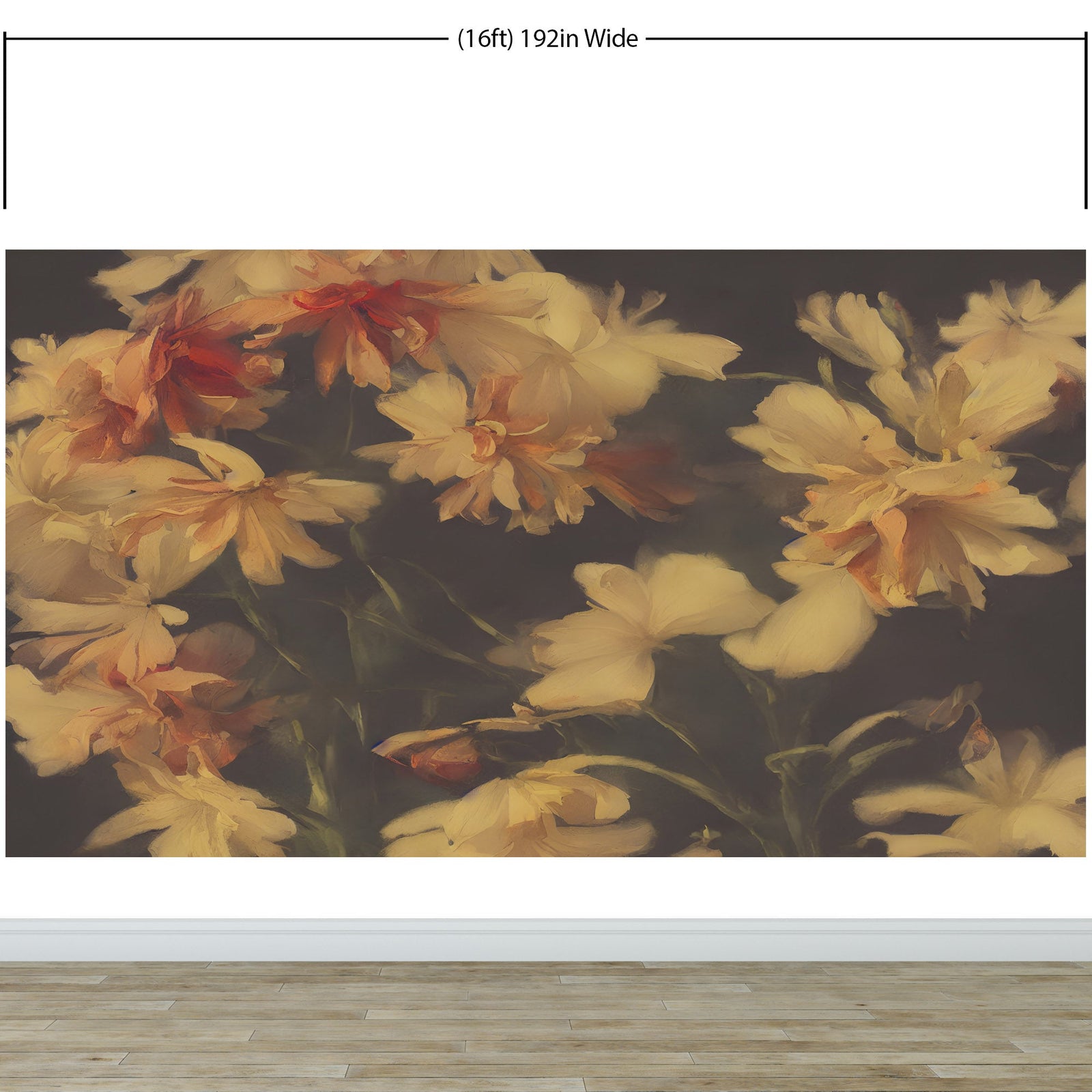 Fondo de pantalla botánico vintage con flores amarillas y fondo oscuro. #6497 