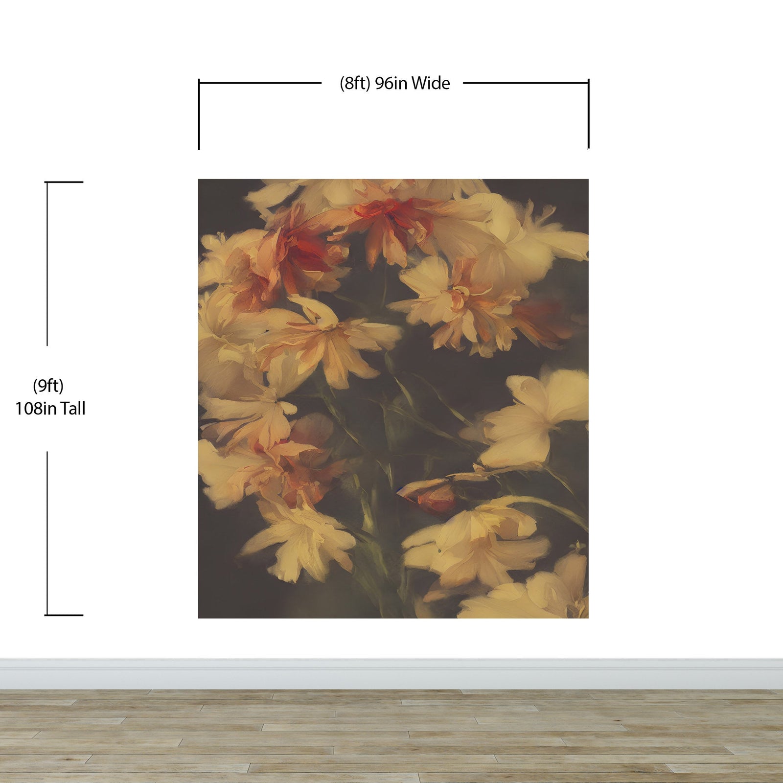 Fondo de pantalla botánico vintage con flores amarillas y fondo oscuro. #6497 