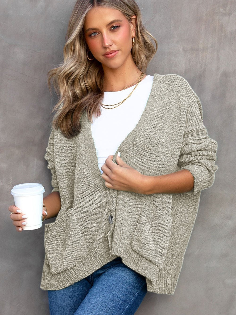 Drop Shoulder Viscose Cardigan