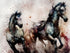 Pintura de acuarela de un caballo al galope. Mural de pared autoadhesivo de vaquero. N.º 6500
