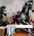 Pintura de acuarela de un caballo al galope. Mural de pared autoadhesivo de vaquero. N.º 6500