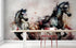 Pintura de acuarela de un caballo al galope. Mural de pared autoadhesivo de vaquero. N.º 6500