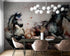 Pintura de acuarela de un caballo al galope. Mural de pared autoadhesivo de vaquero. N.º 6500