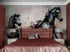 Pintura de acuarela de un caballo al galope. Mural de pared autoadhesivo de vaquero. N.º 6500