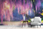 Mural de pared Bosque encantado con cerezo en flor rosa. #6504 