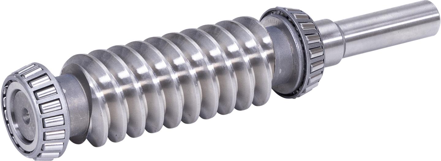Metallic gear or shaft component on a white background