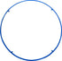 Blue metal ring with evenly spaced holes on a white background