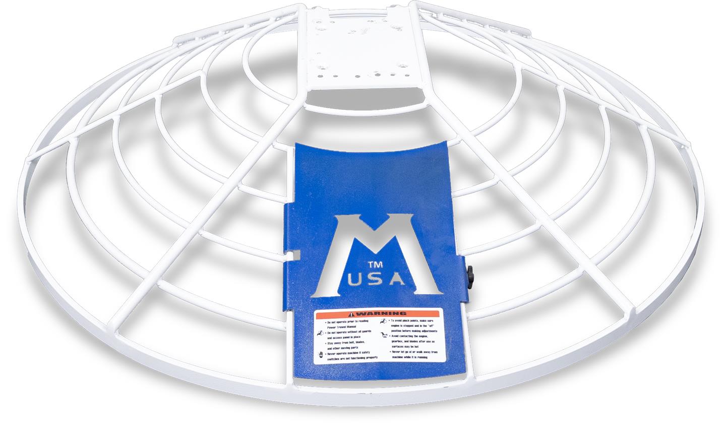 White metal grid with a blue label featuring 'M USA' on a white background