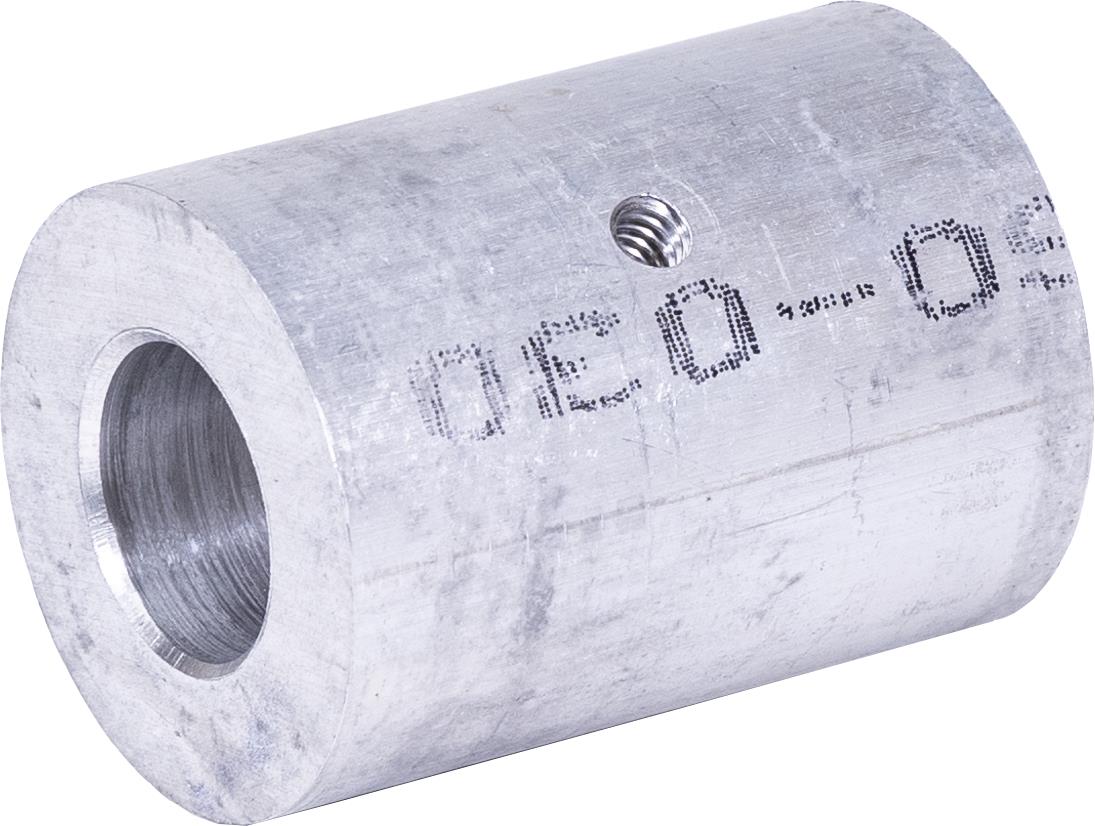 Metal pipe fitting with threading on a white background