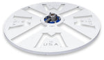 White wheel hub with 'USA' branding on a white background